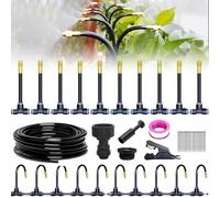 Nuevo Kit De Riego Por Goteo, Automático Jardín, Conector Rápido Y Gotero Flexión 360 grados, Atomizador Cobre(32.9Ft Set (32.9Ft hose+10 Nozzles))