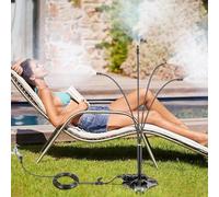 Nuevo Kit Nebulizador Jardín Terraza, Sistema de Nebulización con 4 Boquillas, Nebulizador Portatil para Patio, Con manguera de 8M,Nebulizador Telescópico Vertical de 360° para Eventos al Aire Libre
