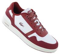 NUEVO LACOSTE T-Clip Leather - Zapatillas Hombre Cuero Blanco-Rojo 747SMA0072286