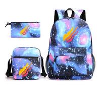 Nuevo Mochila Escolar Lápiz Estuche Hombro Tres Piezas Mochilas Impermeable (B, Talla única), b, Talla única