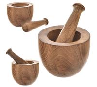 NUEVO Mortero de especias hecho a mano madera manglar cocina natural 16x5 cm