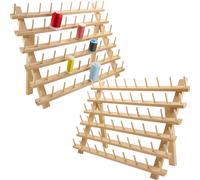 Nuevo organizador de hilo de madera de 2 x 60 carretes de Brothread con ganchos para bordar, acolchar e hilos de costura.