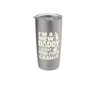 Nuevo Padre Papá Anuncio High Five Humor Vaso térmico de acero inoxidable de doble pared