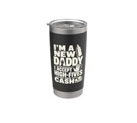 Nuevo Padre Papá Anuncio High Five Humor Vaso térmico de acero inoxidable de doble pared