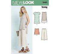 Nuevo patrón de Costura Look 6461 A Patrones de Costura para Vestido, túnica, Top y Pantalones de Pirata, Color Blanco