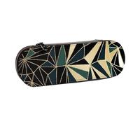 Nuevo patrón geométrico Art Déco verde esmeralda y dorado, Estuche para lápices Estuche para lápices de cuero de PU Estuche para lápices de gran capacidad Estuche para lápices Bolsa de cosméticos