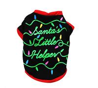 Nuevo patrón tricolor Navidad perro ropa algodón verde camiseta disfraz cachorro ropa para perros (negro, M)