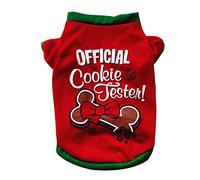 Nuevo patrón tricolor Navidad perro ropa algodón verde camiseta disfraz cachorro ropa para perros (rojo, M)
