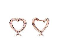 Nuevo pendiente Pandora de plata de ley 925 pavé corazón elegancia atemporal corona encantada pendiente de firma para mujer regalo de joyería