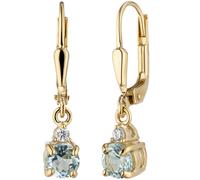 Nuevo Pendientes Colgantes Oro 333 Oro Amarillo Topacio Azul Claro Azul y Zircón