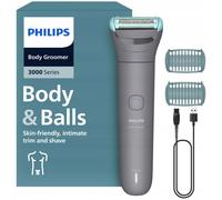 Philips Afeitadora Corporal series 3000 - Depiladora Masculina con sistema de protección, Recorta y depila zonas íntimas, Afeitado suave y apurado, 100% impermeable, 80 min. de autonomía, BG3480/15.