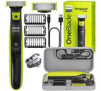 NUEVO PHILIPS OneBlade afeitadora QP2724/10 + estuche Slim Edition, negro/verde