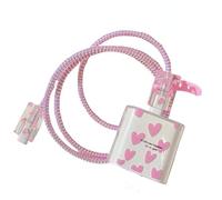 Nuevo Protector de Cable Floral para Cargador de iPhone, Protector de Cargador con diseño de corazón de Colores Mezclados, Protector de Envoltura de Alambre, Protector de Cable (Rosado)