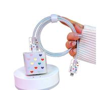 Nuevo Protector de Cable Floral para Cargador de iPhone, Protector de Cargador con diseño de corazón de Colores Mezclados, Protector de Envoltura de Alambre, Protector de Cable (Mixed)
