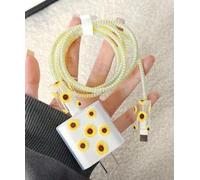 Nuevo Protector de Cable Floral para Cargador de iPhone, Protector de Cargador con diseño de corazón de Colores Mezclados, Protector de Envoltura de Alambre, Protector de Cable (Flower)