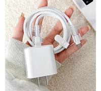 Nuevo Protector de Cable Floral para Cargador de iPhone, Protector de Cargador con diseño de corazón de Colores Mezclados, Protector de Envoltura de Alambre, Protector de Cable (Blanco)