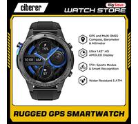 Nuevo reloj inteligente Ciberer DM56 GPS pantalla AMOLED HD de 1,43 pulgadas brújula Multi GNSS, barómetro y altímetro 5 ATM llamadas de voz Smartwatch Black