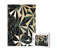 Nuevo rompecabezas de madera de 300 piezas con diseño geométrico Art Déco en verde esmeralda y dorado para diversión familiar de adultos.