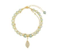 Nuevo sentido avanzado chino de la rama de oro de jade chino cuerda de viento chino cuentas femeninas y cuerda de jade para enviar pulseras collares de dama de honor, talla única, Vidrio, No es una