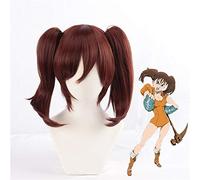 Nuevo The Seven Deadly Sins Serpent'S Sin Of Envy Diane Cosplay Peluca Base Marrón Oscuro Peluca De Coletas Peluca De Concierto De Fiesta De Halloween
