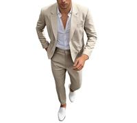 Nuevo Traje Formal clásico para Novios y Padrinos de Boda Que aporta Elegancia y Presencia en reuniones de Negocio con Corte a Medida y Acabado Impecable para Temporada Primavera Verano (Khaki, S)