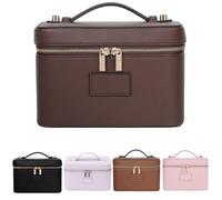 Nuevo trousse de Toilette carrée, Impermeable, Multifuncional, con separadores amovibles, portátil y Espacial. (marrón café)