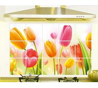 *** NUEVO *** Tulipanes Vistoso Cocina Pegatina Calcomanías Hermosa decoración. Fotomural art deco. Casa Decoración de pared Decoración