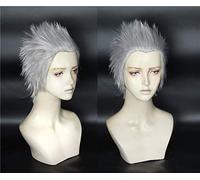 Nuevo Vergil Cosplay Peluca Halloween Cosplay Disfraz Peluca Juego de pelo Corto Gris plateado Peluca Resistente al calor + Cap + Track