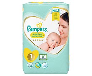 Nuevo Versión 1 x 56 pañales Pampers talla 1, 2-5 kg, New Baby, New Born, Premium Protection