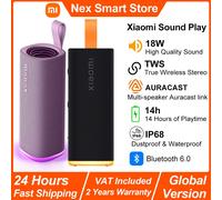 XIAOMI Sound Play Altavoz Bluetooth Portátil 18W, Sonido Inmersivo Potente, Auracast Multi-Speaker, Luz RGB Ambiental, 14 Horas de Batería, IP68 Waterproof, TWS Pairing, Bluetooth 6.0, USB-C, Negro