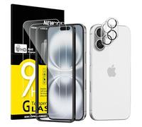 NUEVO'C 2 x protector pantalla para iPhone 16 Plus (6,7 pulgadas) y protector de lente de cámara - cristal templado - ultra resistente - herramienta de instalación fácil incluida