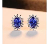 Nuevos Aretes De Zafiros Azul Real con Piedra De Nacimiento Natural con Joyería Fina De Plata De Ley 925 Sólida para Mujeres