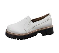Nuevos Mocasines de Primavera y otoño de Gran tamaño, Informales, de Cuero, Estilo británico, para Mujer, Gruesos, con Suela Gruesa, Estilo Retro. Zapatillas Señora (White, 42)