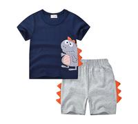 Nuevos pantalones cortos con estampado de dibujos animados, estilo deportivo, adecuados para actividades en el hogar y al aire libre, conjunto para niños Características: (Grey, 18-24 Months)