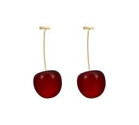 Nuevos pendientes sencillos de cereza roja con diseño de nicho de moda, personalidad versátil y de dulce temperamento.(Deep red)