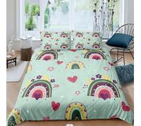 NUEYSP Funda Nordica Cama 150 Corazón arcoíris Infantil Fundas Nordicas Cama 150 para Adultos con Cremallera Cómodo Microfibra Fundas Nordicas 220x240 cm + 2 Funda de Almohada 50x75 cm