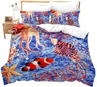 NUEYSP Funda Nordica Cama 180 Fondo Marino Infantil Fundas Nordicas Cama 180 para Adultos con Cremallera Cómodo Microfibra Fundas Nordicas 240x260 cm + 2 Funda de Almohada 50x75 cm