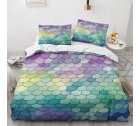 NUEYSP Funda Nordica Cama 90 Escamas Infantil Fundas Nordicas Cama 90 para Juvenil con Cremallera Cómodo Microfibra Fundas Nordicas 150x220 cm + 1 Funda de Almohada 50x80 cm
