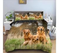 NUEYSP Funda Nordica Cama 90 Golden Retriever Infantil Fundas Nordicas Cama 90 para Juvenil con Cremallera Cómodo Microfibra Fundas Nordicas 150x220 cm + 1 Funda de Almohada 50x80 cm