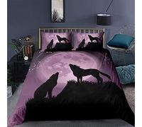 NUEYSP Funda Nordica Cama 90 Lobo bajo la Luna Llena Infantil Fundas Nordicas Cama 90 para Juvenil con Cremallera Cómodo Microfibra Fundas Nordicas 150x220 cm + 1 Funda de Almohada 50x80 cm