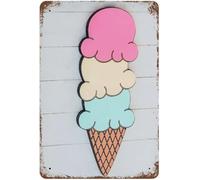 Nufar - Letrero de metal vintage de verano, decoración de cono de helado para tienda de negocios, rústico, moderno, casa de campo para granja, playa, jardín, cafetería, cocina, baño, decoración