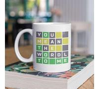 Nufar Taza de café con texto en inglés «You Mean the Wordl to Me» de cerámica de 325 ml, regalo para boda, día de San Valentín, de26maA02