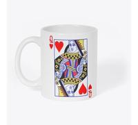 Nufar Taza de cerámica de 325 ml, taza de café con diseño de la reina de corazones jugando a las cartas de póquer Alicia en el país de las maravillas, 24ja06mbB22