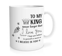Nufar Tazas de café con texto en inglés «To My King» (325 ml)