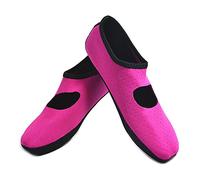 NuFoot Mary Janes Women's Shoes, Best Foldable & Flexible Flats, Travel & Exercise Shoes, Dance Shoes, Yoga Socks, Indoor Shoes, Slippers, Hot Pink, Medium