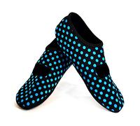 NuFoot Mary Janes Women's Shoes, Best Foldable & Flexible Flats, Travel & Exercise Shoes, Dance Shoes, Yoga Socks, Indoor Shoes, Slippers, Black with Blue Polka Dots, Small