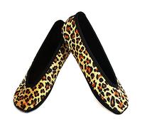 NuFoot Women's Shoes Ballet Flats Best Foldable & Flexible Travel & Exercise Slippers, Dance Shoes, Yoga Socks, Indoor Shoes, Leopard Print, Medium
