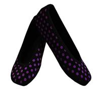 NuFoot Women's Shoes Ballet Flats Best Foldable & Flexible Travel & Exercise Slippers, Dance Shoes, Yoga Socks, Indoor Shoes, Black with Purple Polka Dots, X-Large