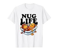 Nug Life Nuggets de Pollo Divertidos en Salsa Barbacoa Nugget de Dibujos Animados Camiseta gráfica económica, Hombre, Blanco, XL