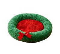 Nuhjytgf Christmas Kitten Puppy Bed Plush Cushion | Calming Dog Bed | Washable Pet Bed | Soft Round Pet Cushion | Comfortable Pet Plush Bed | Portable Kitten Bed For Cats Or Small Dogs